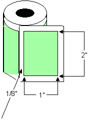 TH21-1P 2" x 1" Thermal Transfer Rolled Labels, 8" OD, 44000 labels per case, 3" core