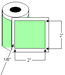 TH22-1P 2" x 2" Thermal Transfer Rolled Labels, 8" OD, 24000 labels per case, 3" core