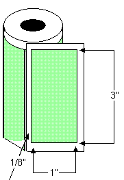 TH31-1P 3" x 1" Thermal Transfer Rolled Labels, 8" OD, 33000 labels per case, 3" core