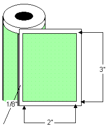 TH32-1P 3" x 2" Thermal Transfer Rolled Labels, 8" OD, 18000 labels per case, 3" core