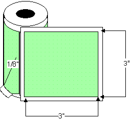 TH33-1P 3" x 3" Thermal Transfer Rolled Labels, 8" OD, 11400 labels per case, 3" core