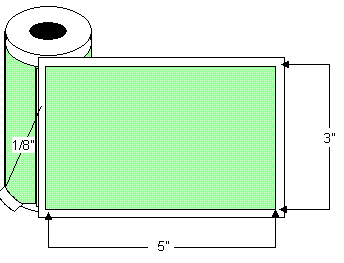 TH35-1P 3" x 5" Thermal Transfer Rolled Labels, 8" OD, 7500 labels per case, 3" core