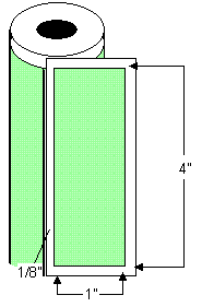 TH41-1P 4" x 1" Thermal Transfer Rolled Labels, 8" OD, 22000 labels per case, 3" core