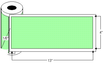 TH413-1P 4" x 13" Thermal Transfer Rolled Labels, 8" OD, 1900 labels per case, 3" core