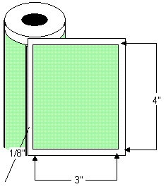 TH43-1P 4" x 3" Thermal Transfer Rolled Labels, 8" OD, 7600 labels per case, 3" core