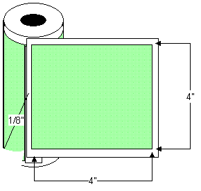TH44-1P 4" x 4" Thermal Transfer Rolled Labels, 8" OD, 6000 labels per case, 3" core