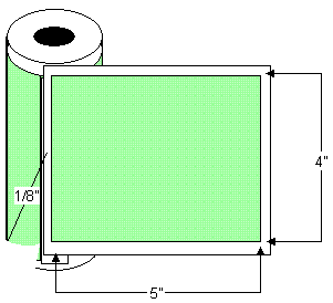 TH45-1P 4" x 5" Thermal Transfer Rolled Labels, 8" OD, 5000 labels per case, 3" core