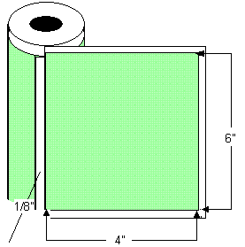 TH64-1P 6" x 4" Thermal Transfer Rolled Labels, 8" OD, 6000 labels per case, 3" core