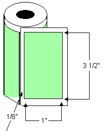 TH351-1 NO PERF 3.5" x 1" Thermal Transfer Rolled Labels, 8" OD, 33000 labels per case, 3" core